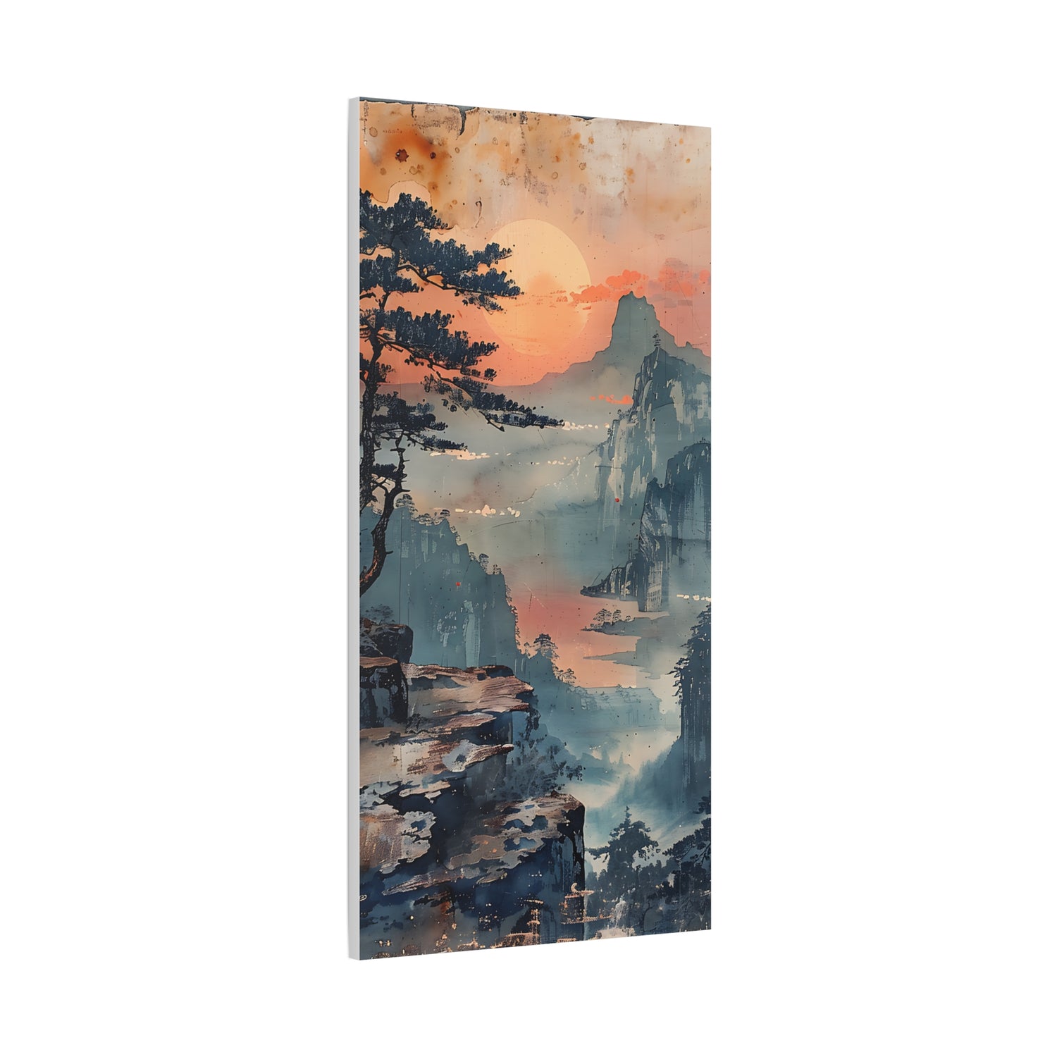 Sunset Mountain Landscape Canvas Print — Misty Pine Cliff Wall Art - The Art Hub