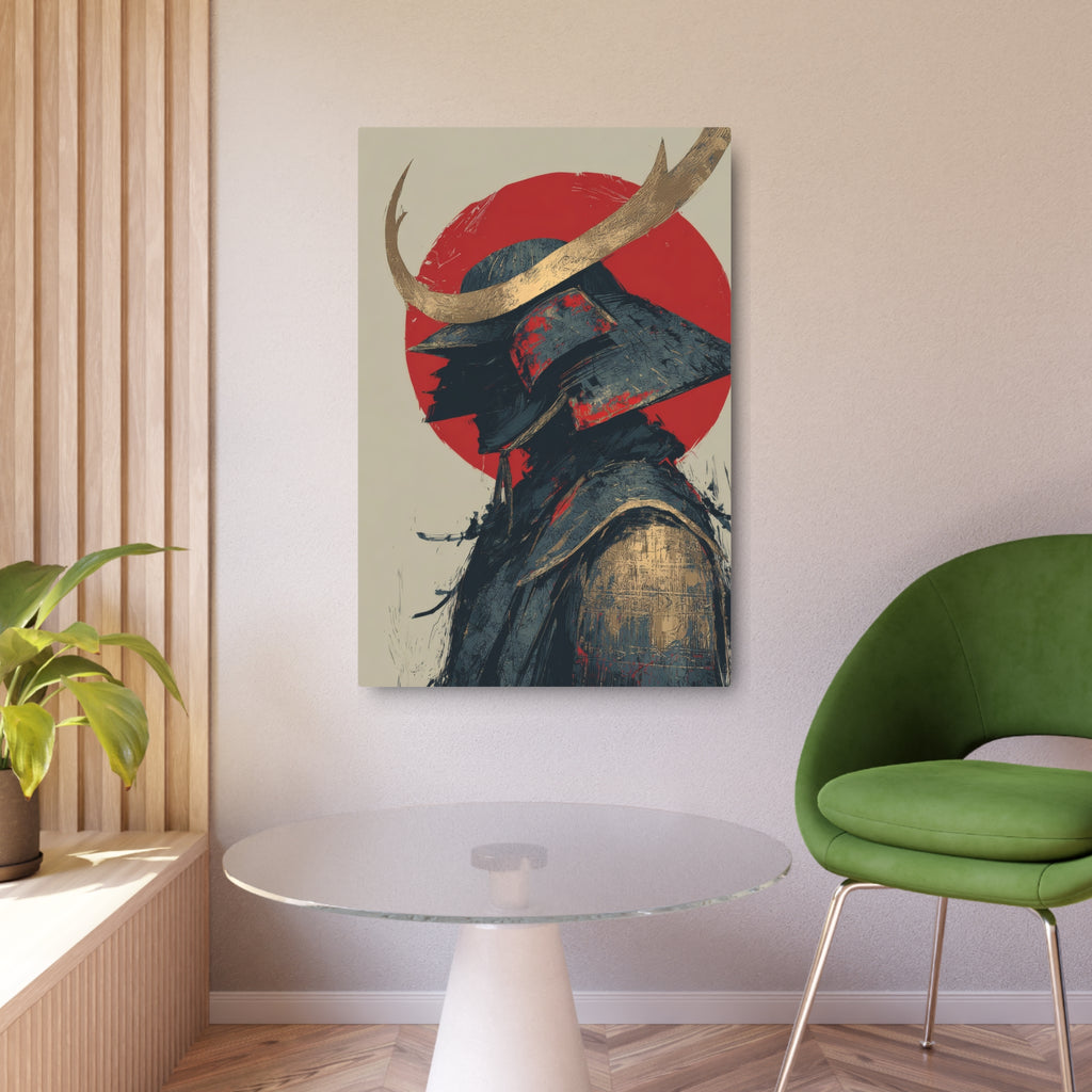 Samurai Helmet Metal Art Sign — Japanese Warrior Wall Decor