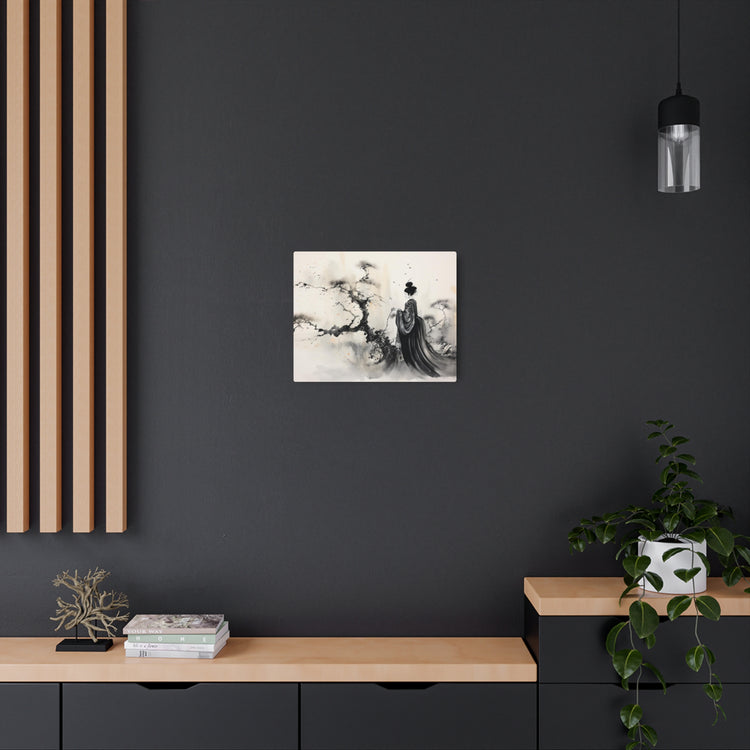 Metal Art Zen Geisha Ink Landscape Wall Plaque - The Art Hub