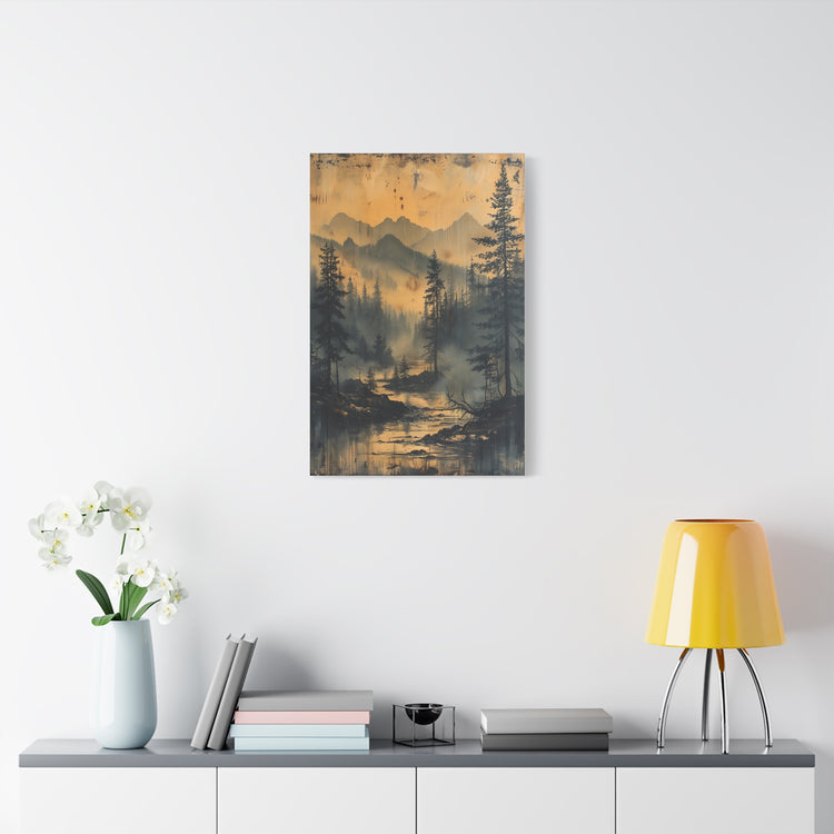 Mountain Mist Landscape Canvas Art— Rustic Pine Forest Wall Art - The Art Hub