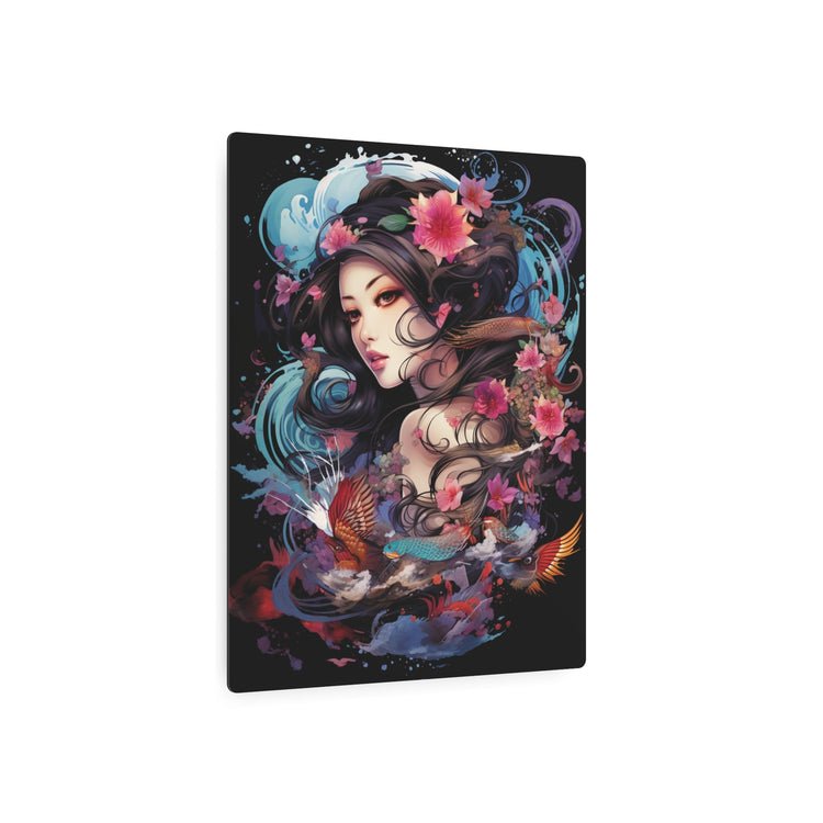 Japanese Floral Portrait Metal Art – Decorative Wall Plaque - The Art Hub