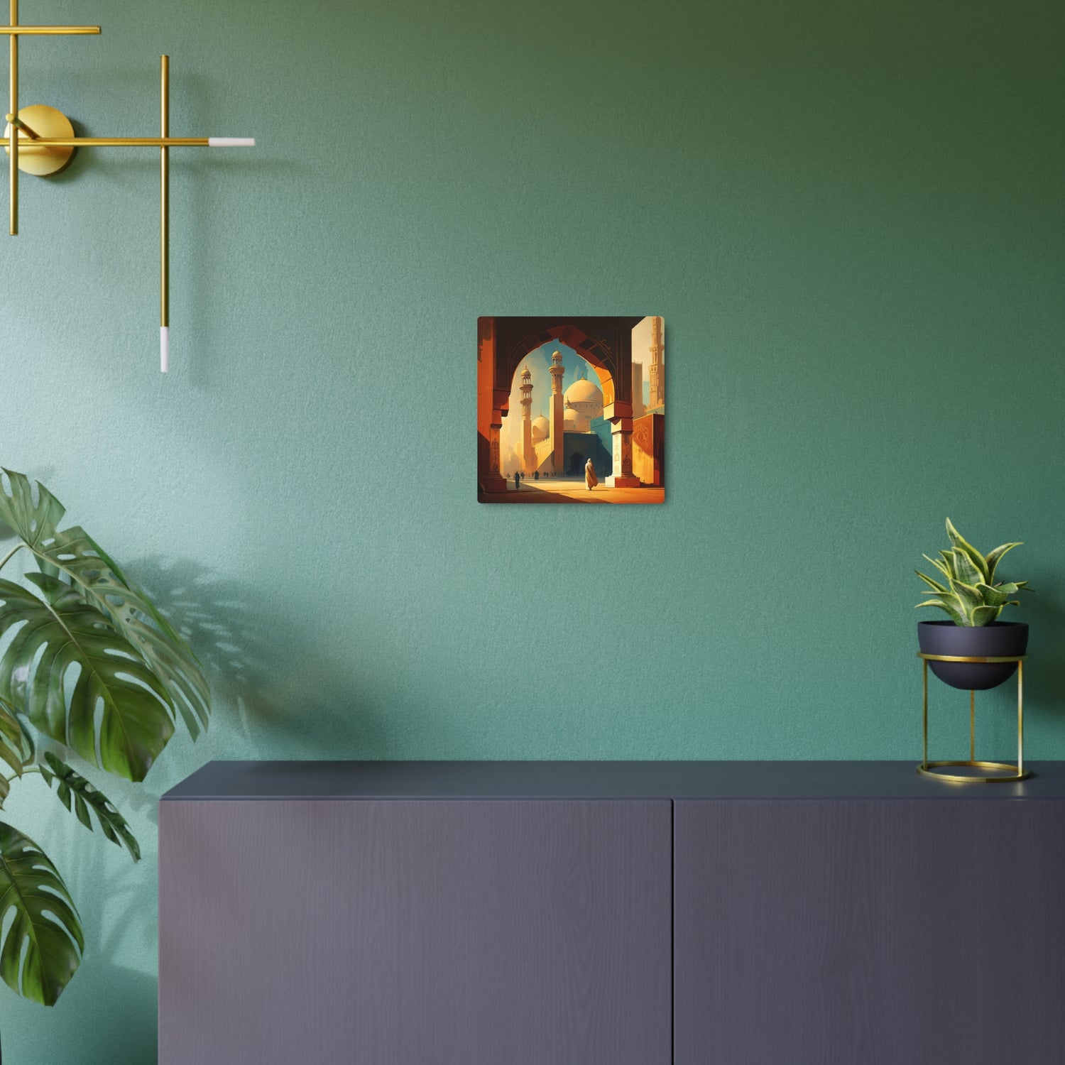 Metal Art Golden Mosque Landscape Wall Decor - The Art Hub