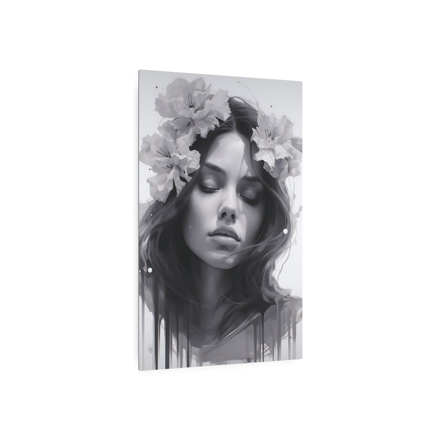Metal Art — Beautiful Girl Floral Portrait Wall Decor - The Art Hub