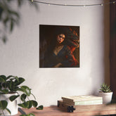 Fantasy Portrait Poster — Dark Sorceress with Dragon Matte Vertical Print - The Art Hub