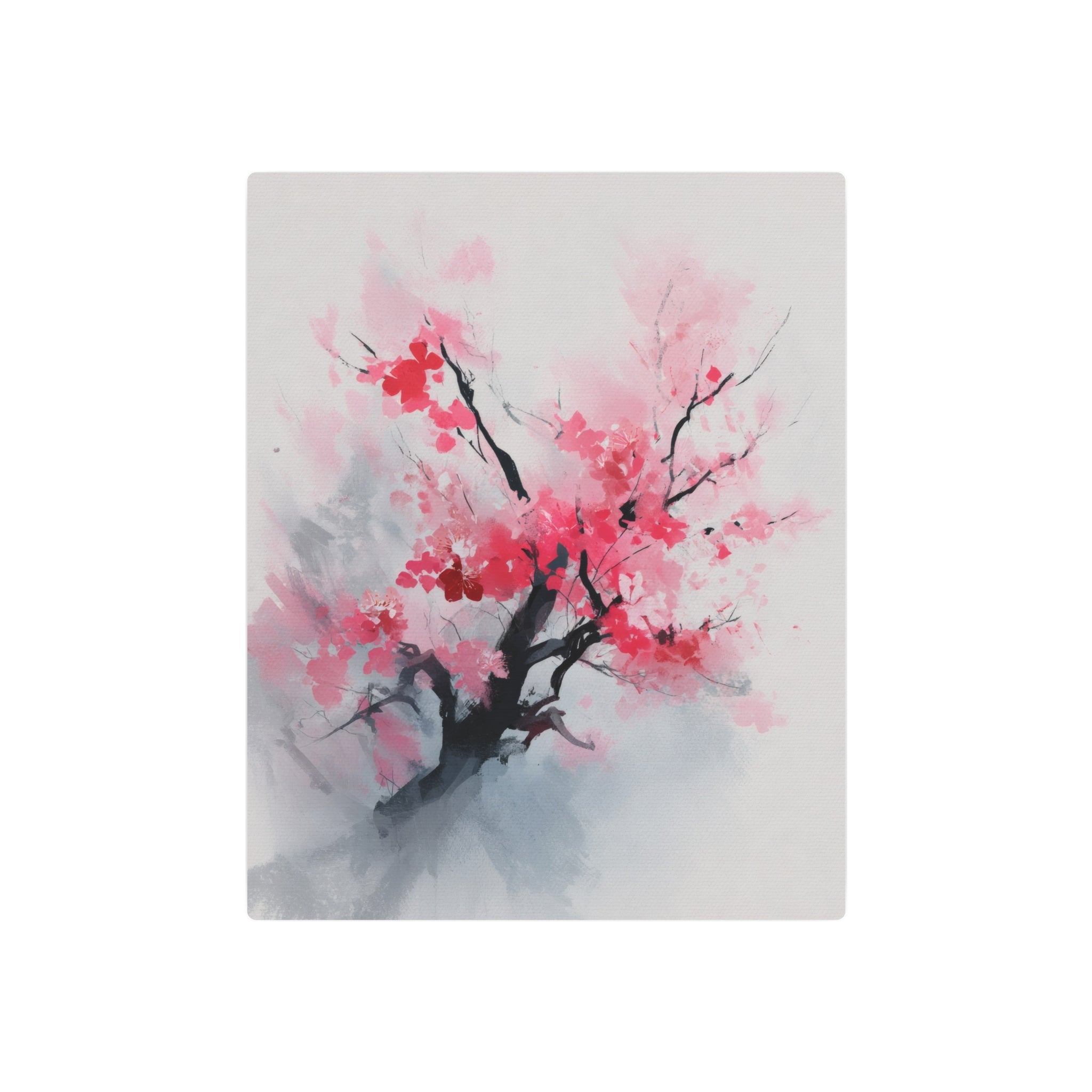 Cherry Blossom Metal Art Sign — Watercolor Pink Sakura Wall Decor