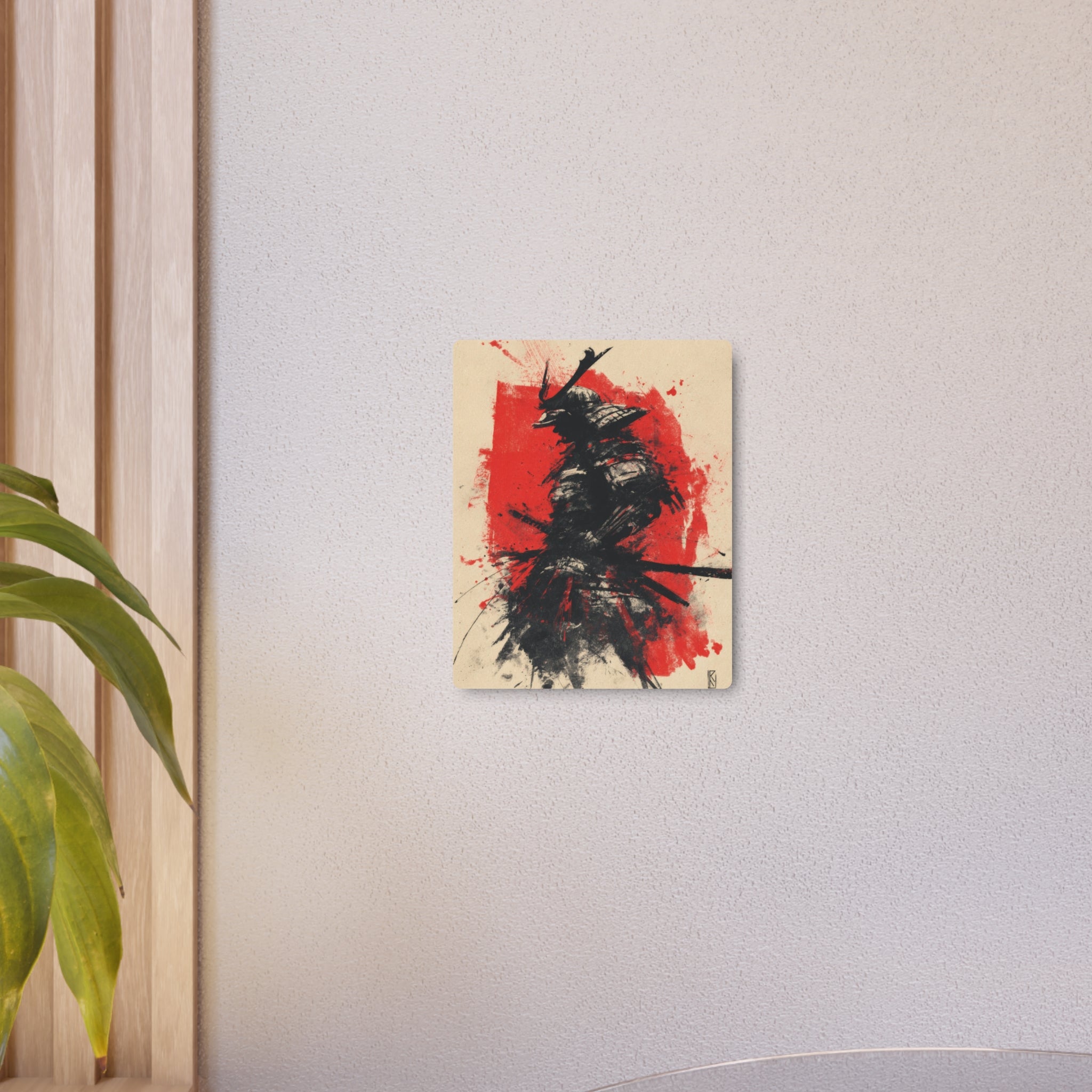 Samurai Ink Metal Art Sign – Japanese Warrior Wall Decor