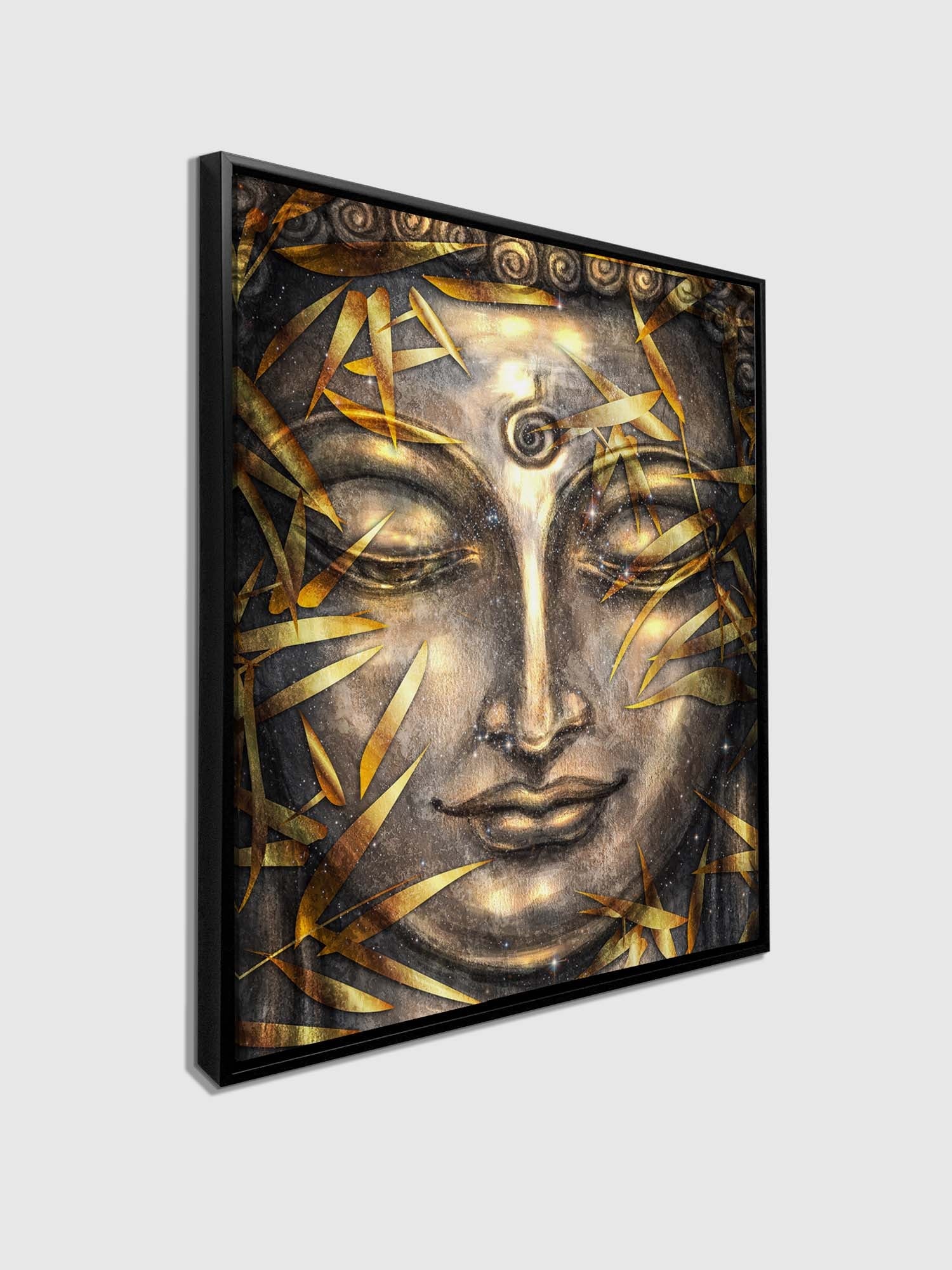 Canvas Pint Gold Buddha- Artwork-Gold varnish