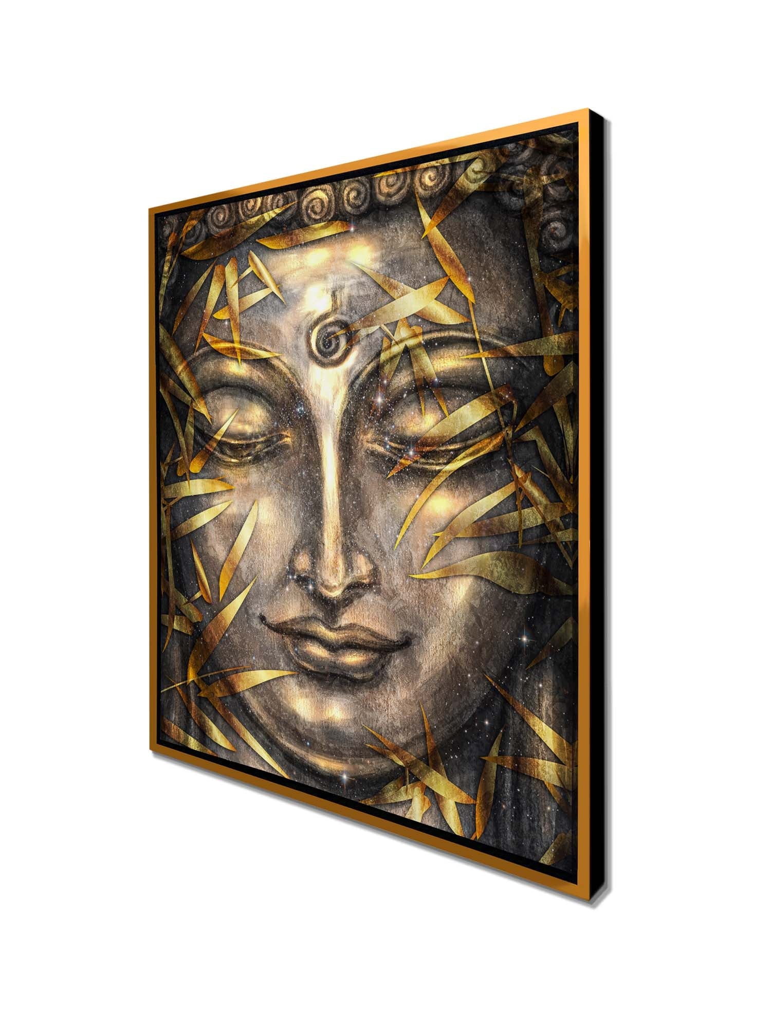 Canvas Pint Gold Buddha- Artwork-Gold varnish